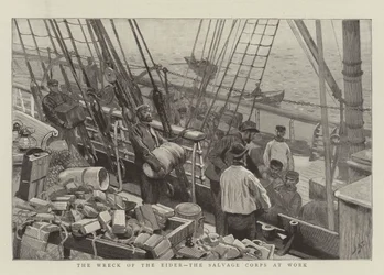 Ejderens vrag, bjærgningskorpset på arbejde